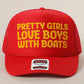 Pretty Girls Love Boys With Boats Text Print Mesh Back Cap