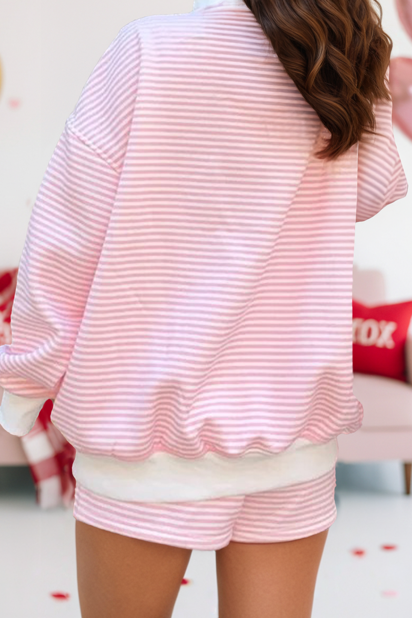 Oversize Mock Neck Sweatshirt and Shorts Set
