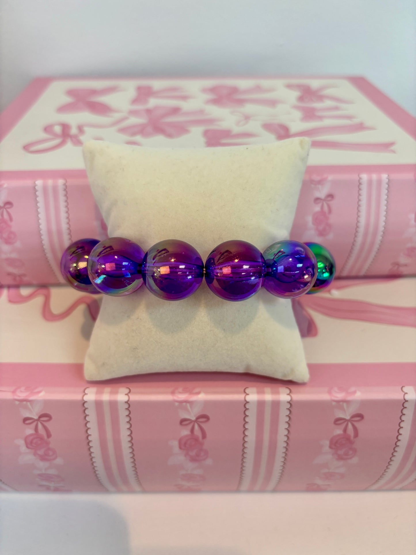 Iridescent Purple Bubble Bead Stretch Bracelet