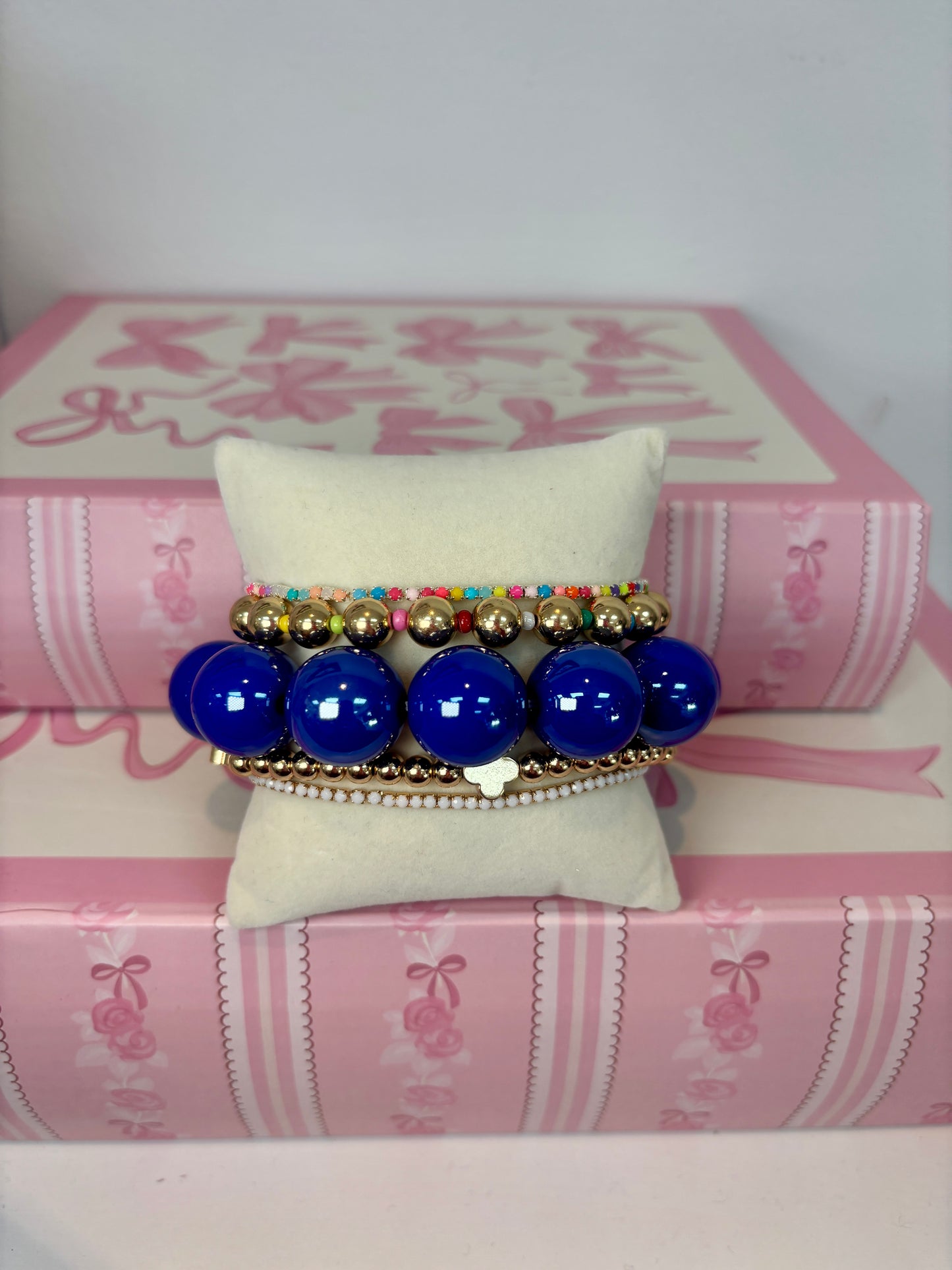 Royal Blue Chunky Bubble Bead Stretch Bracelet