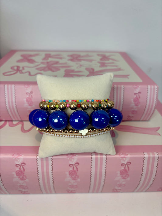 Royal Blue Chunky Bubble Bead Stretch Bracelet