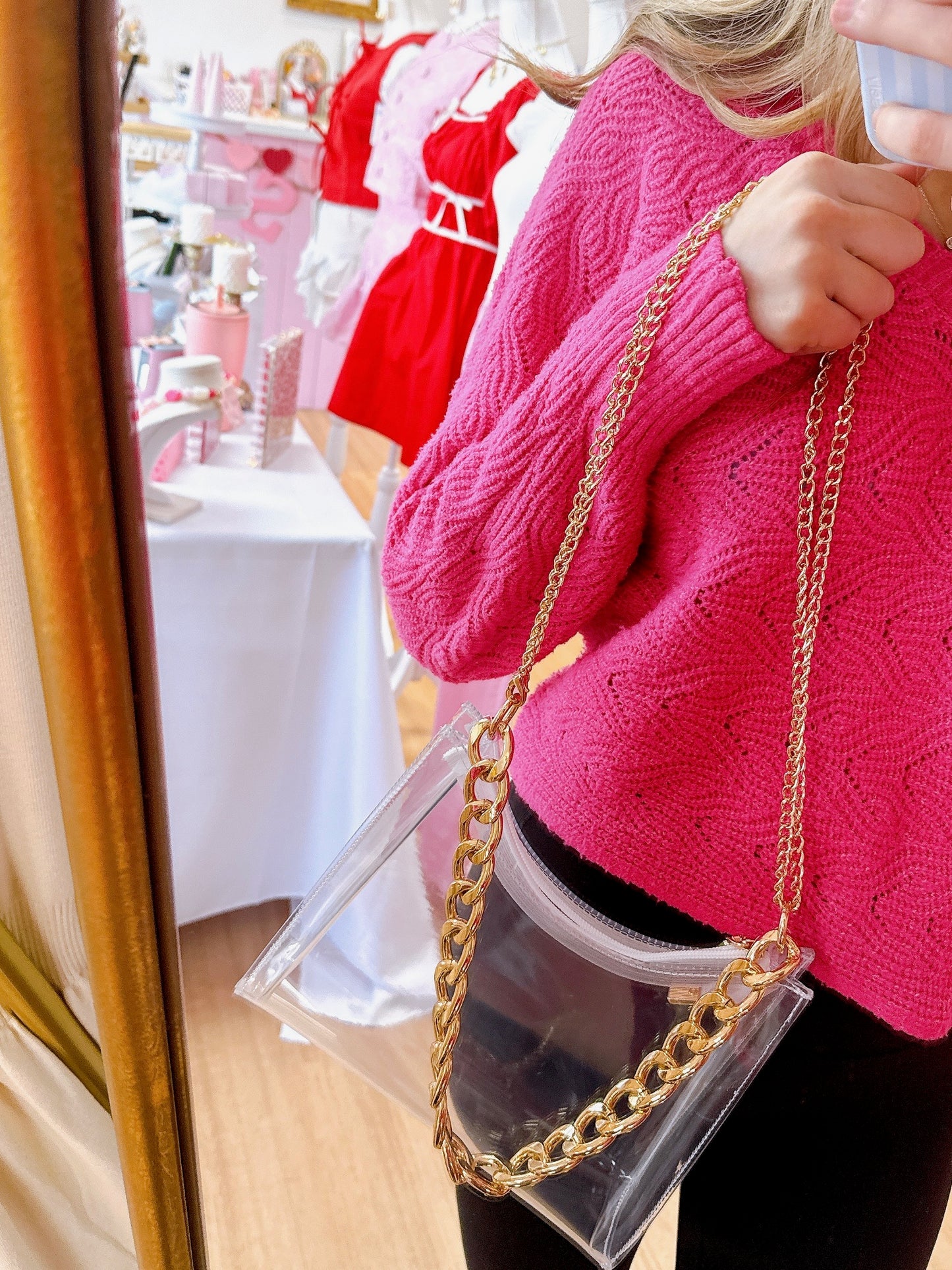 Clear Purse With Gold Chain