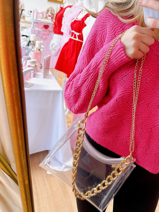 Clear Purse With Gold Chain