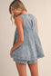 DENIM LONGLINE SLEEVELESS TOP AND SHORTS SET
