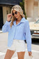 Women Striped Long Sleeve Button Down V Neck
