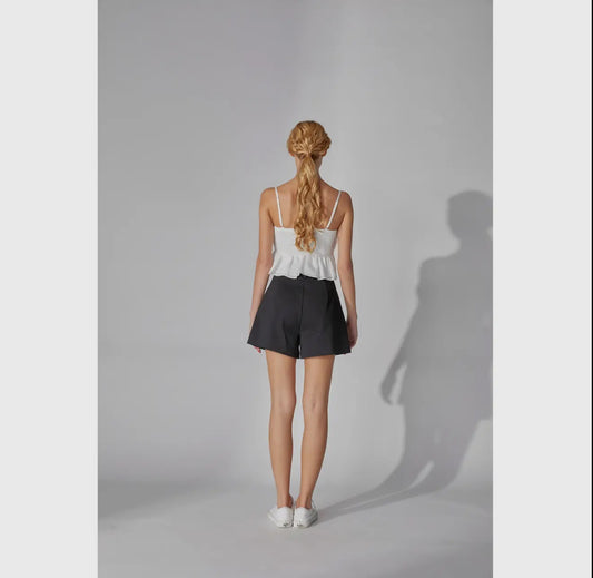 Black High Waisted Shorts with Belt Loop