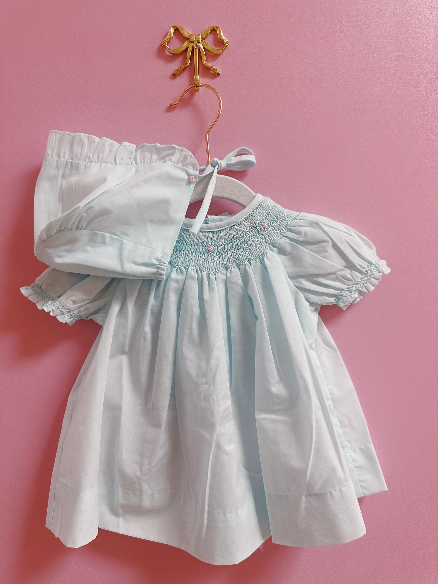 Bishop Smocked Pearl Dress/Hat