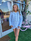 Bella Stripe Blue Quilted Snap Jacket
