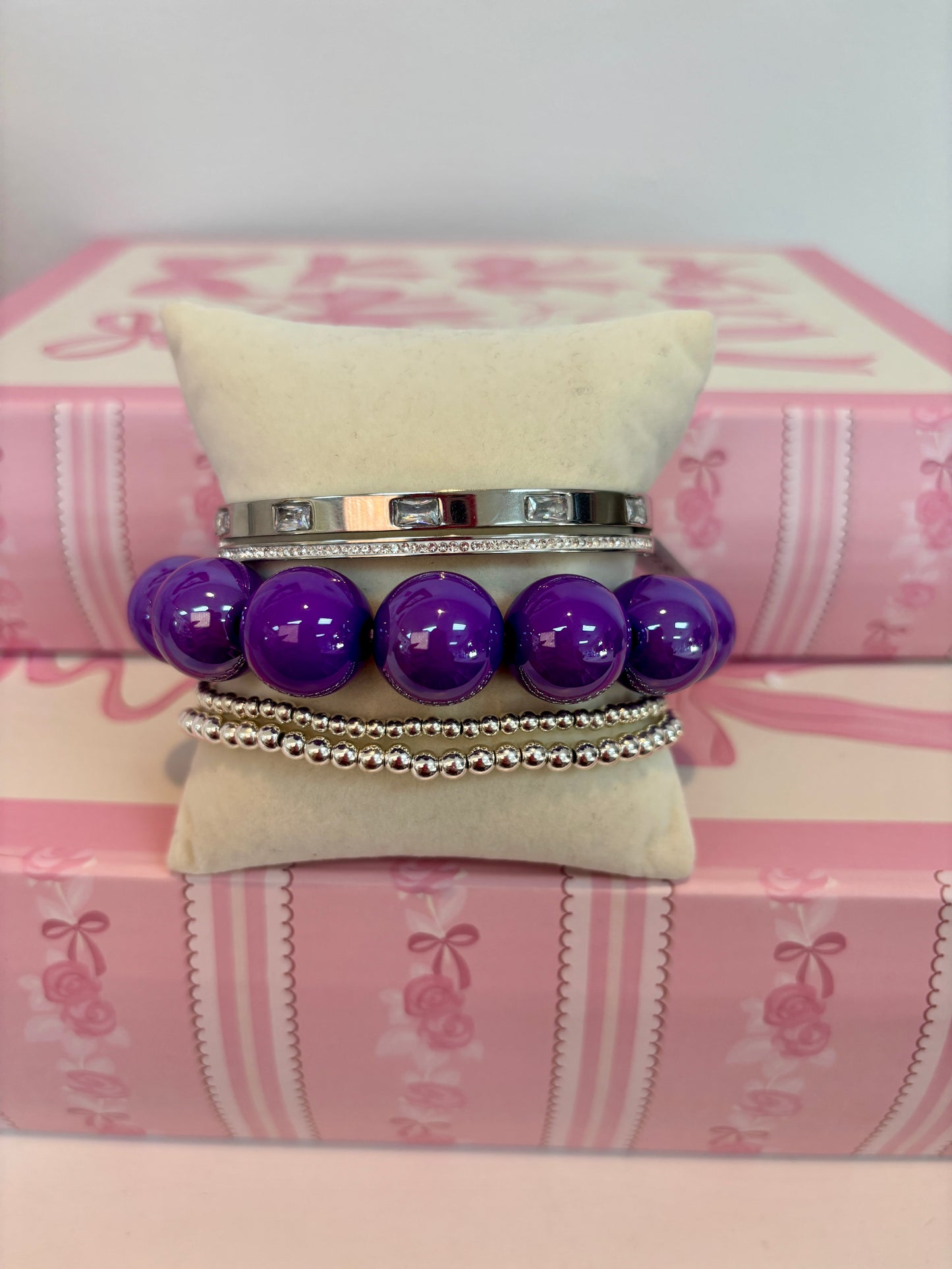 Purple Chunky Bubble Bead Stretch Bracelet