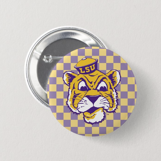 Checkered LSU Tiger Buttons