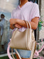 Champagne Pebbled Mini Satchel with Adjustable Strap
