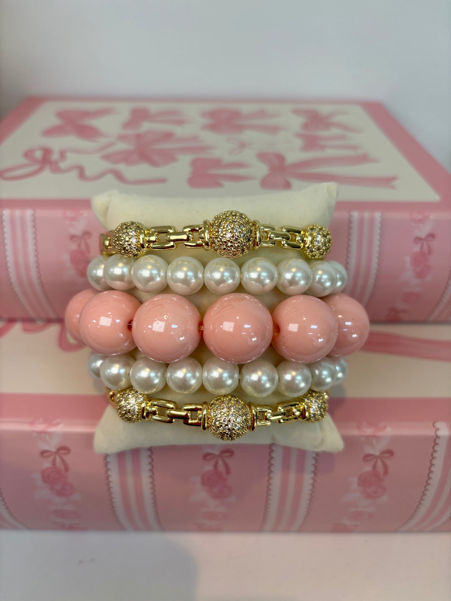 Light Pink Chunky Bubble Bead Stretch Bracelet