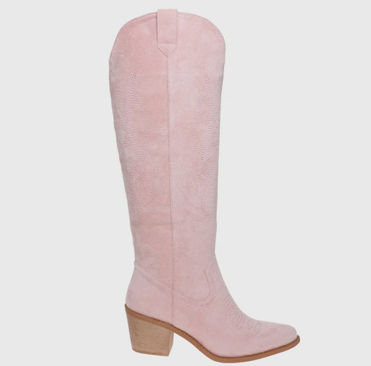 Pink Suede Cowgirl Boots