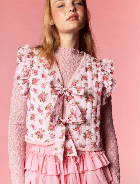 Rose Quilted Ruffle Vest