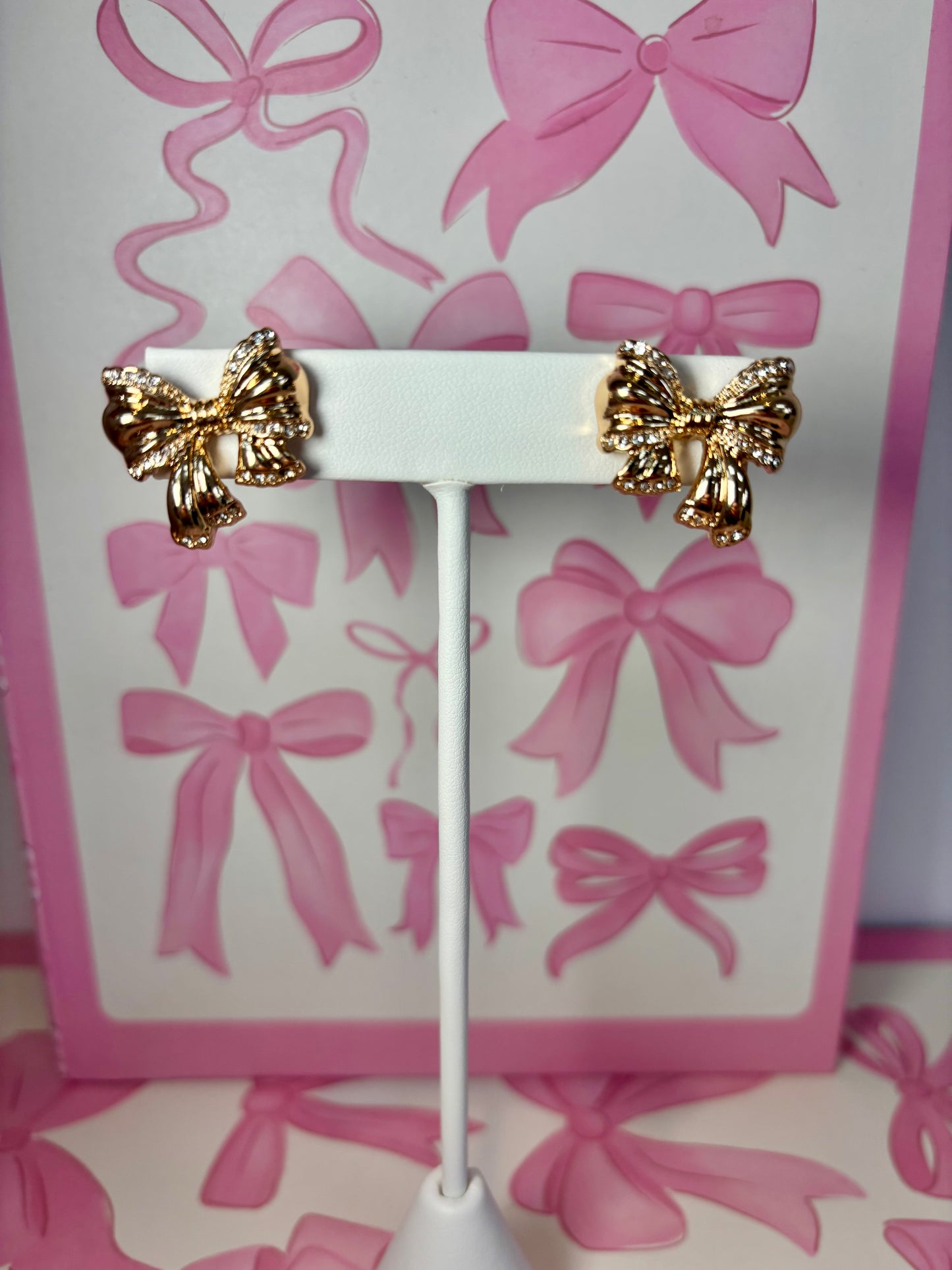 Gold Bow Statement Stud Earrings