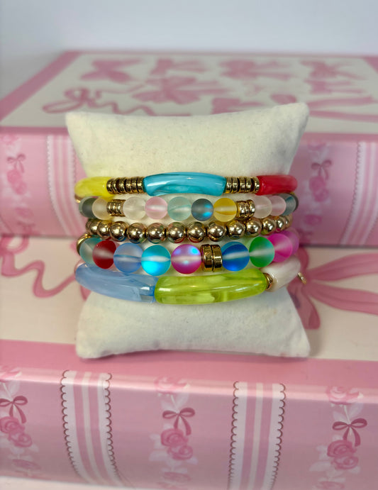 Multi-Color Beaded Bracelet Stack