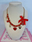 Red Ribbon Heart Charm Necklace