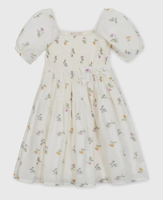Organic Smocked Bubble Sleeve Dress