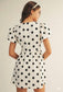 Washed Romantic Puff Sleeve Polka Dot Dress