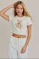 Short Sleeve Crew Neck Teddy Bear Sweater Top