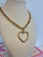 Gold Link Chain Heart Necklace