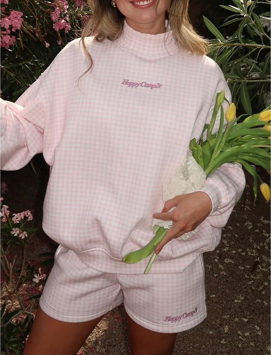 Gingham Mockneck Sweatshirt