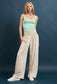 Linen Smocked Wide Leg Pants