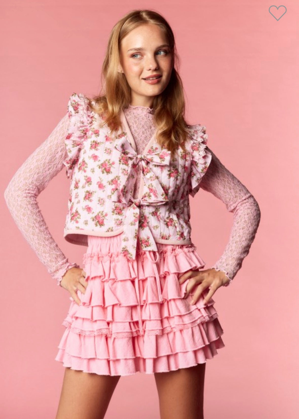 Rose Quilted Ruffle Vest
