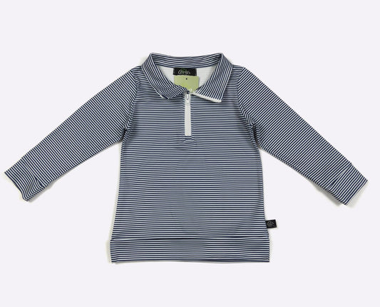 Navy Stripe Boy Quarter Zip