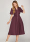 Short Sleeve Smocked Waist Front Zip With Pockets