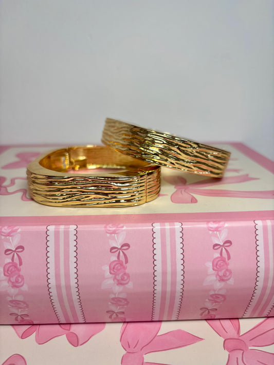 Gold Textured Statement Bangle