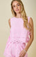 Sleeveless Linen Embroidered Top Double Side Ties