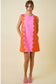 Cotton Blend Sleeveless Dress W/ Scalloped Panels