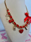 Red Ribbon Heart Charm Necklace