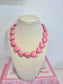 Pink Wooden Heart Necklace