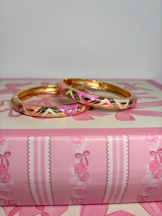 Gold Pastel Geometric Fashion Bangle