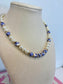 Pearl Beaded Necklace with Blue Accent Beads