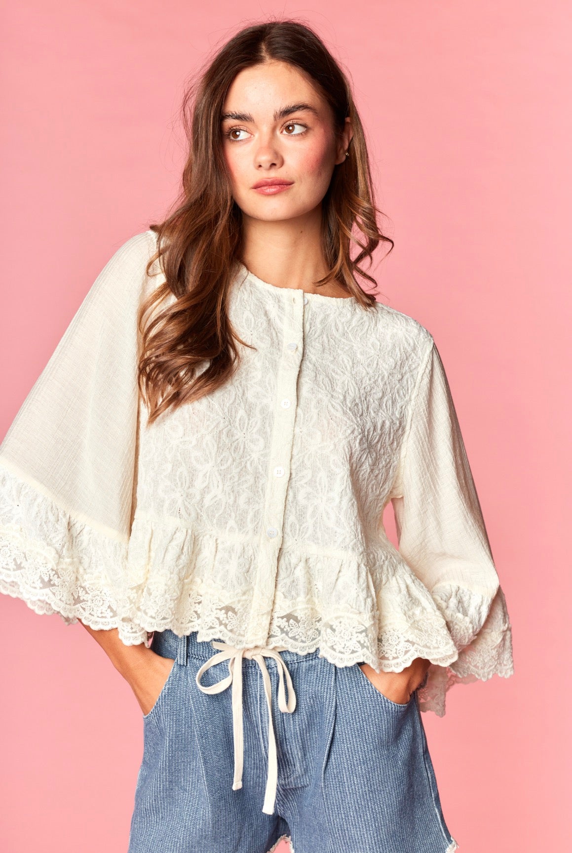 Chantilly Lace Peplum Blouse