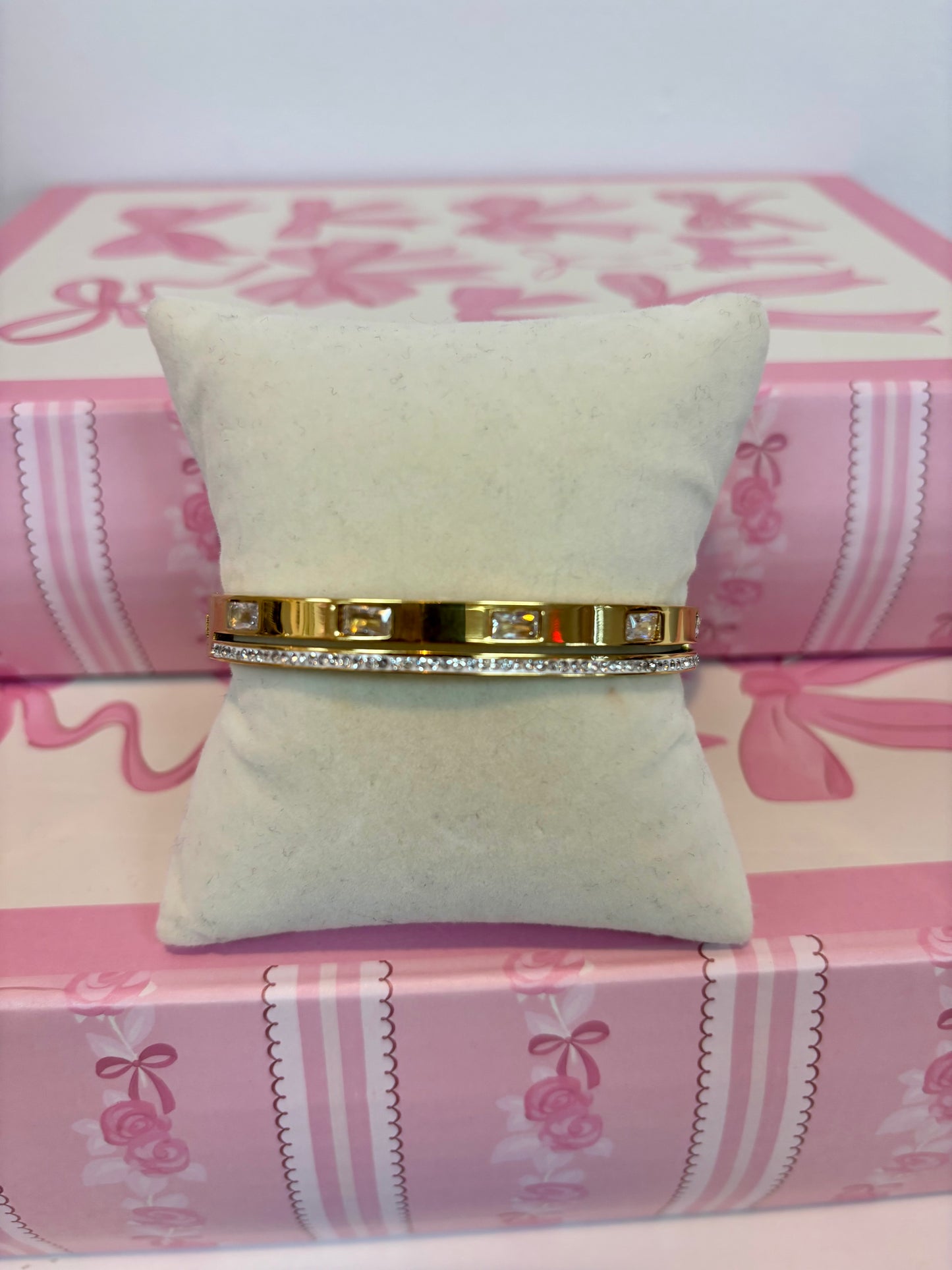 Gold Crystal Baguette Cuff Bracelet