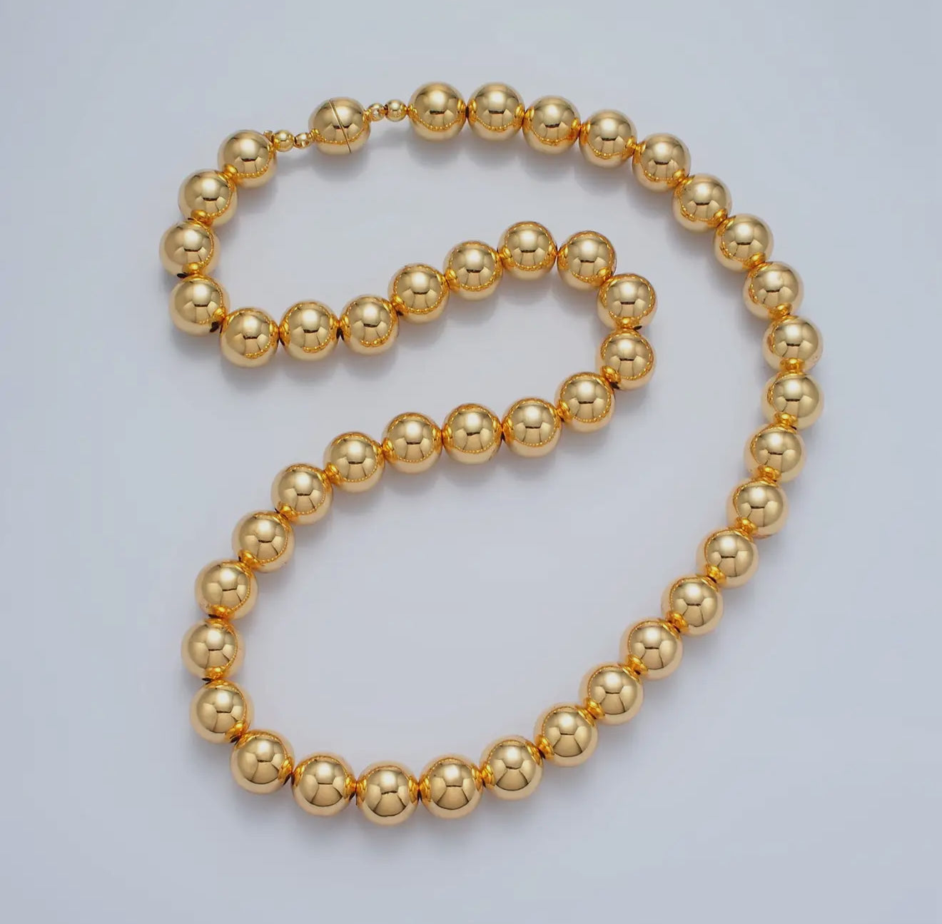 Gold Beaded Bubble Magnetic Closure Necklace