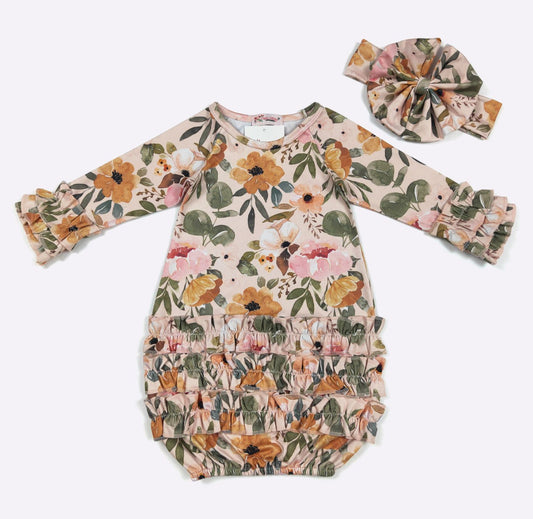 Wispy Blooms Baby Gown