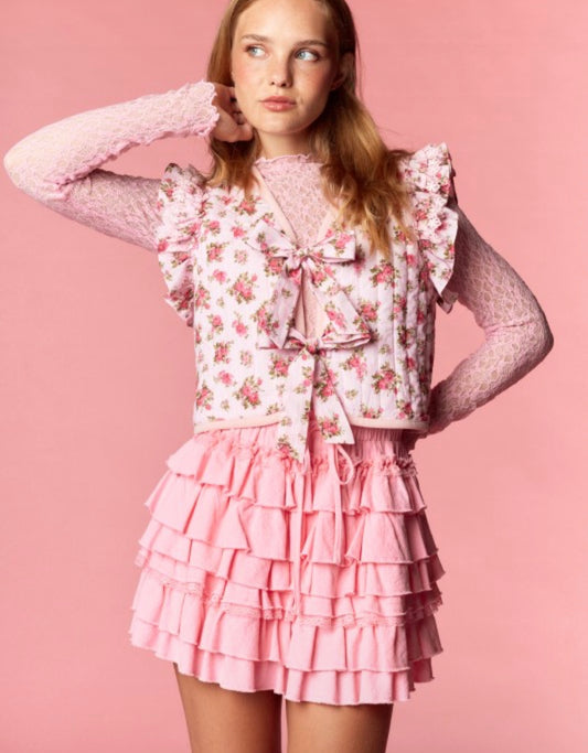 Rose Quilted Ruffle Vest