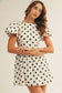 Washed Romantic Puff Sleeve Polka Dot Dress