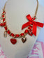 Red Ribbon Heart Charm Necklace