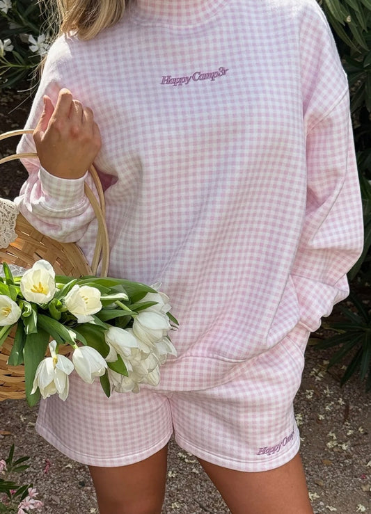 Gingham Mockneck Sweatshirt