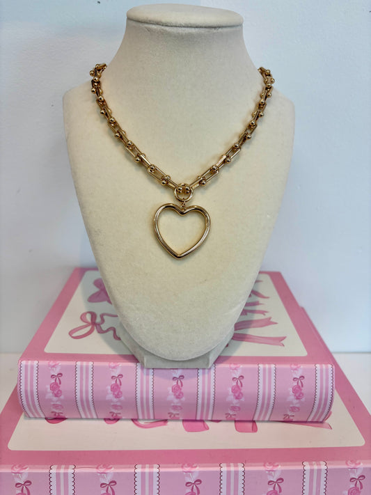 Gold Link Chain Heart Necklace