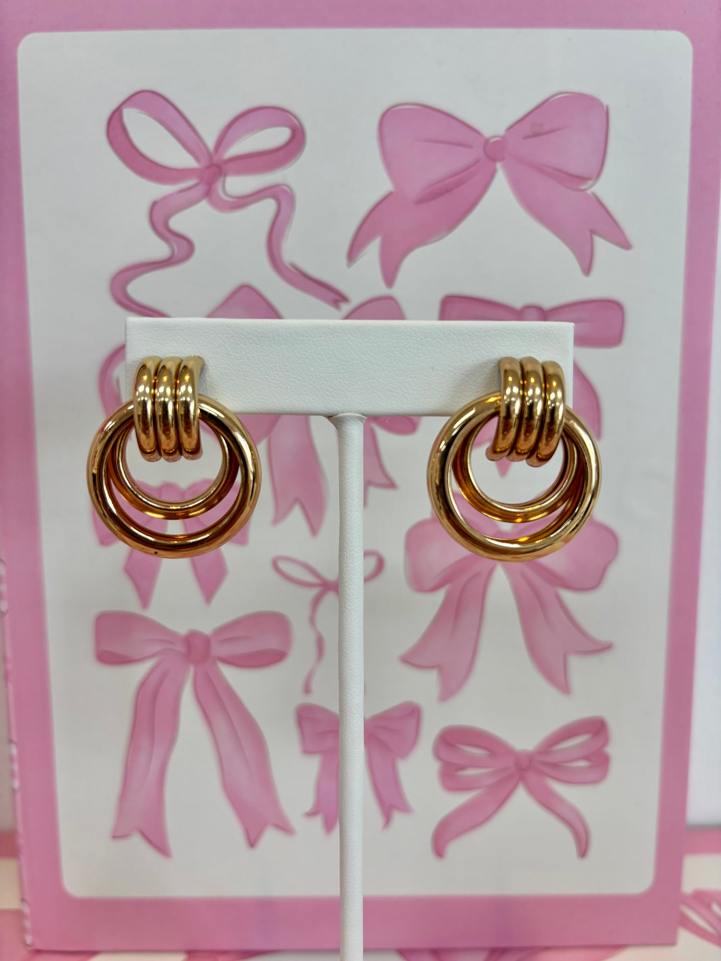 Gold Double Hoop Statement Earrings