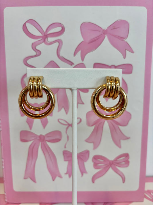 Gold Double Hoop Statement Earrings