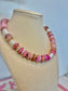 Pink Beaded Necklace with Gold Accents