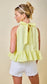 Halter Neck Gathered Peplum Top W/ Back Tie Detail